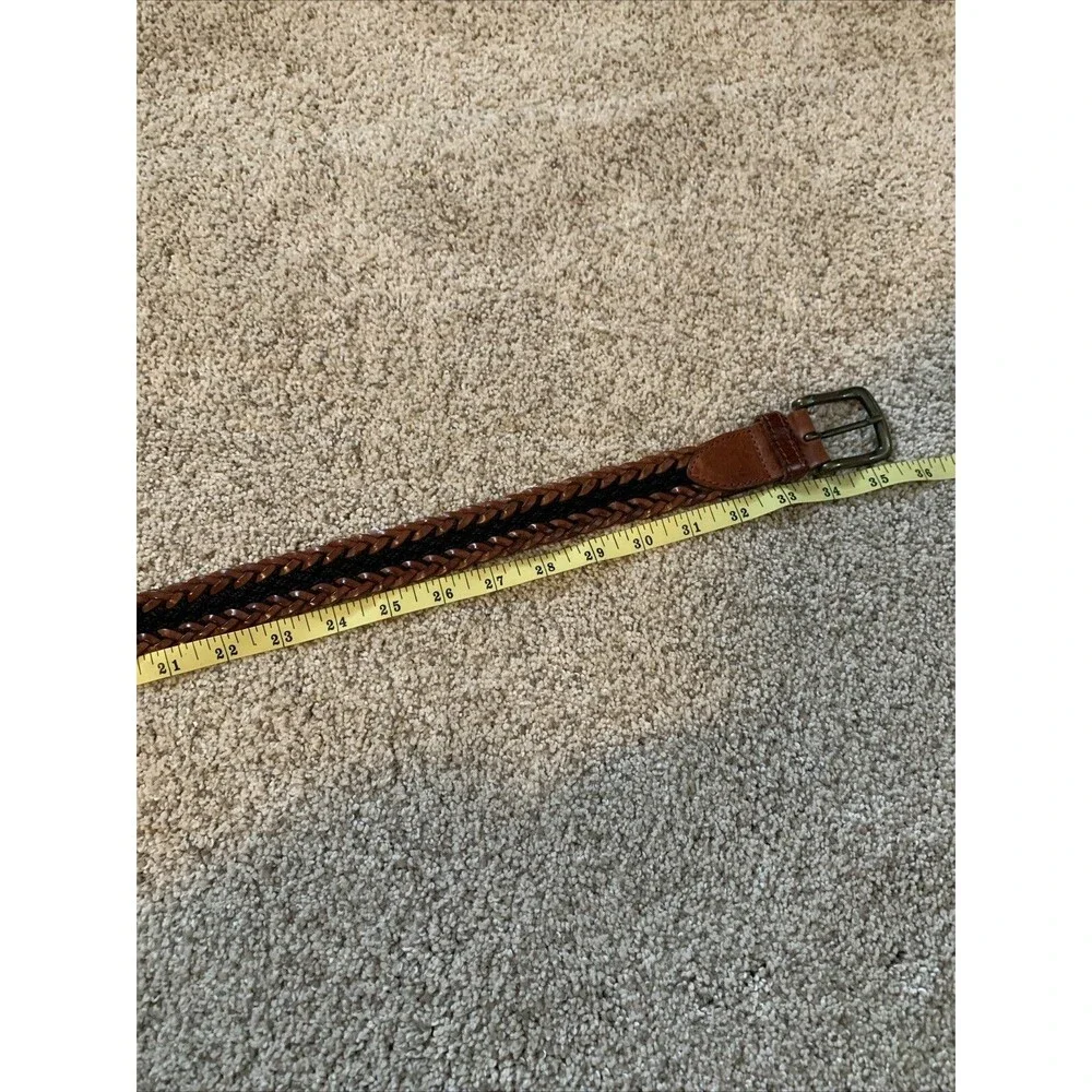 Fossil Brown Leather Braided Belt Womens Size M Made In Turkey BT3142
